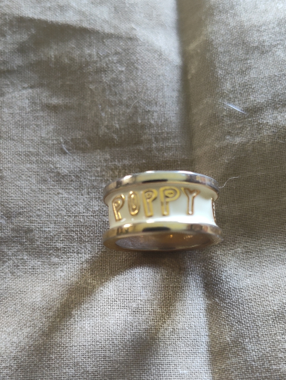 Coach Poppy Cream Enamel Statement Ring Size 6